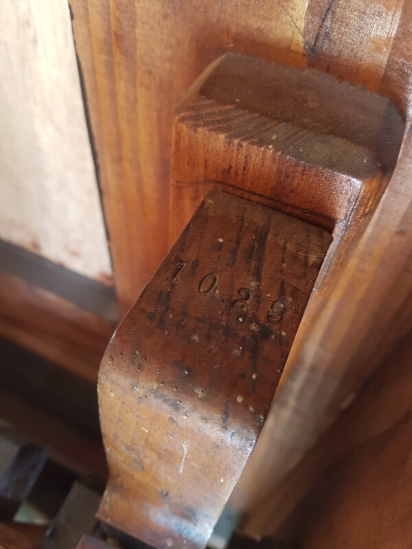 Crankshaft bearing block in street organ 'Fata Morgana' with serial number 1029