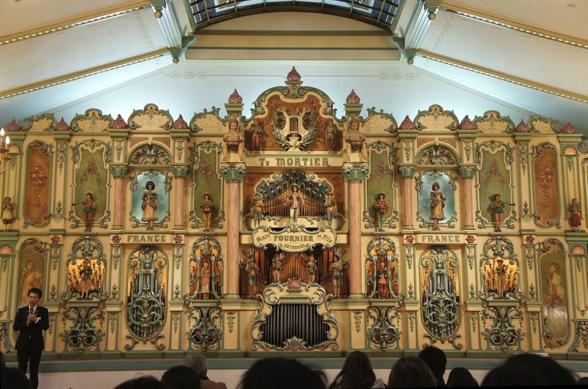 Mortier #952 na een tweede verbouwing, opgesteld in het Kawaguchiko Music Forest Museum in Japan